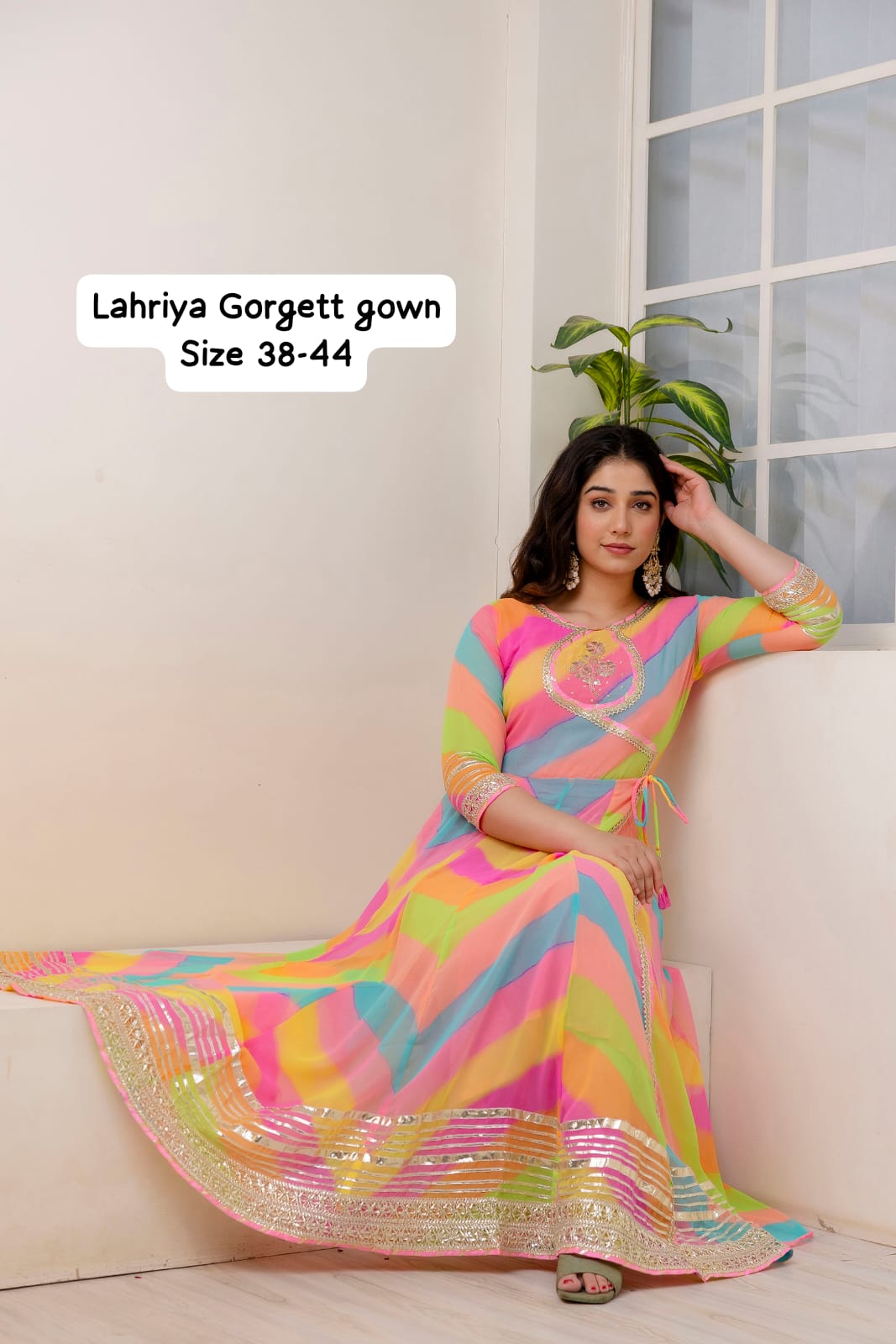 Georgette lehriya angrakha gown