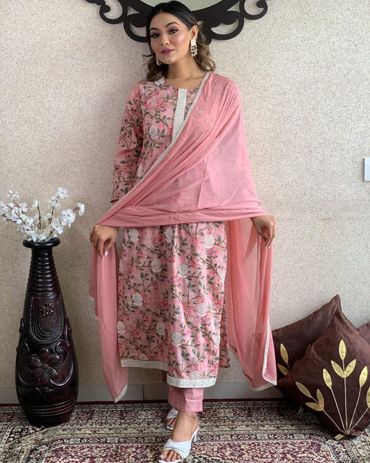 Traditional kurti pant and dupatta set