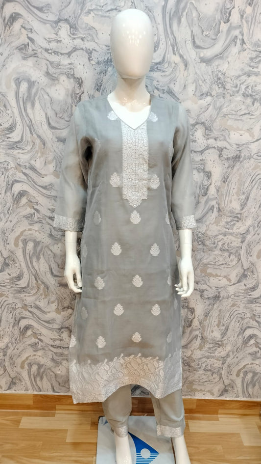 GRAY Cotton 2 Pc Kurta Set