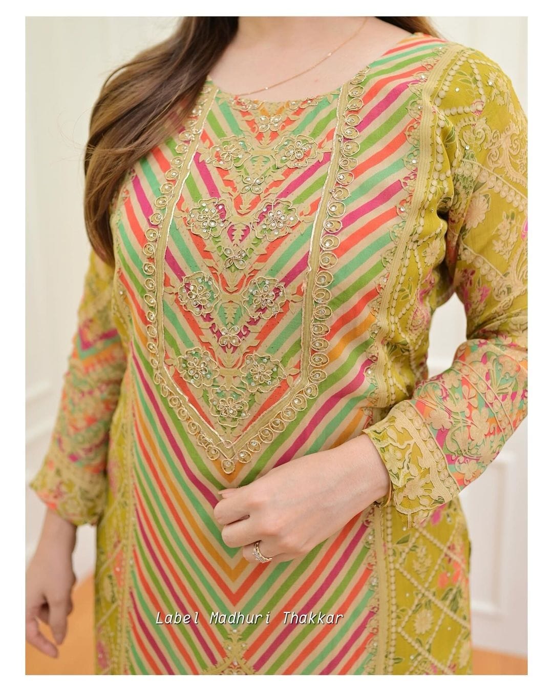 COTTON PRINTED KURTI WITH HAND EMBROIDERY