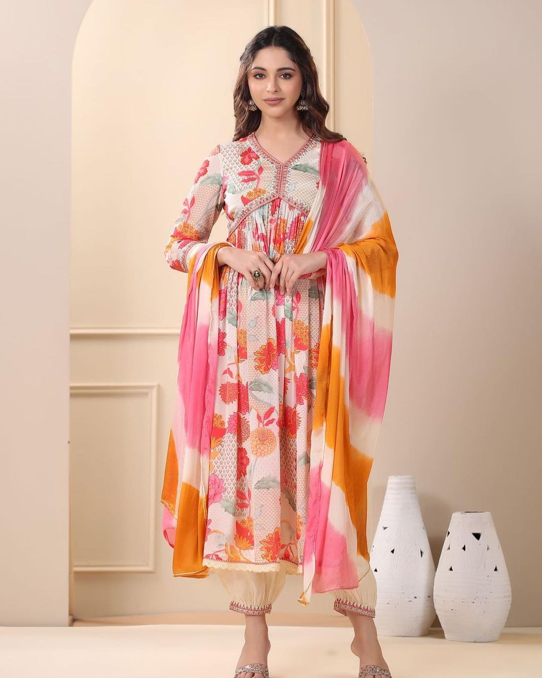 ALIYA CUT KURTI WITH AFGANI PANTS AND TAI DAI DUPTTA