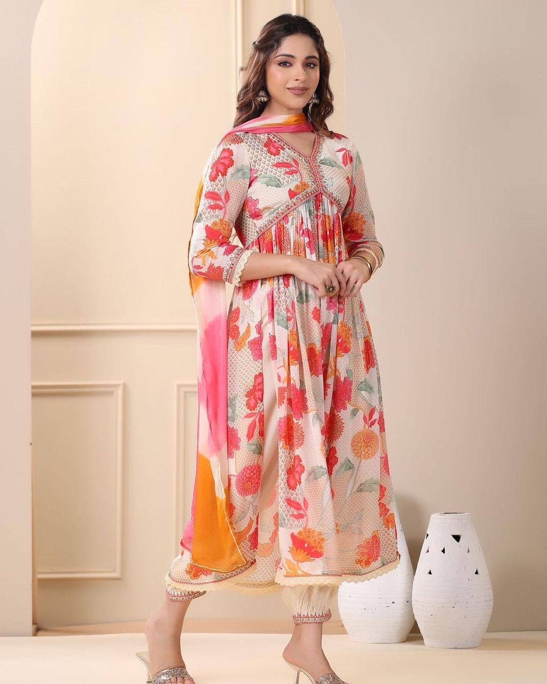 ALIYA CUT KURTI WITH AFGANI PANTS AND TAI DAI DUPTTA