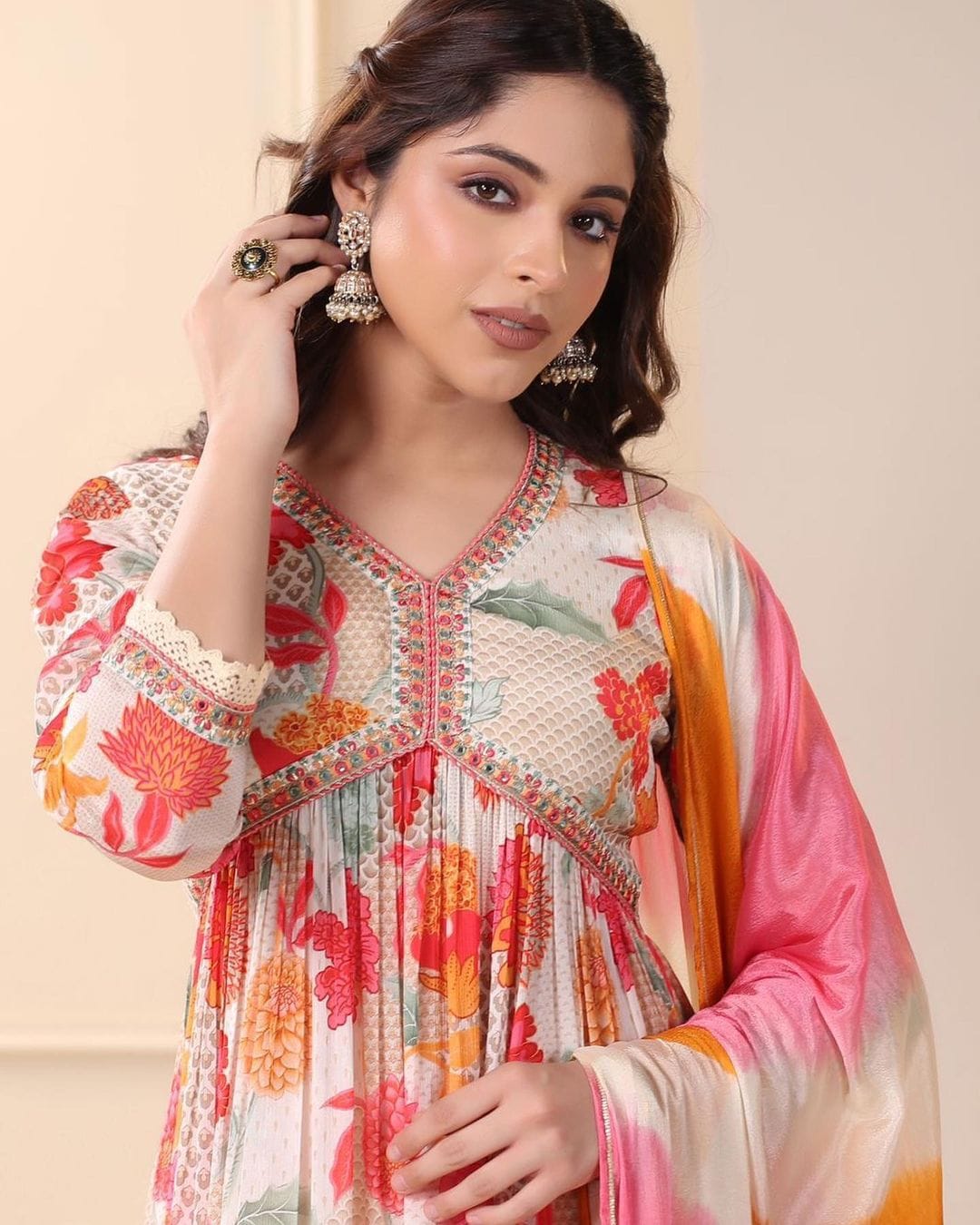 ALIYA CUT KURTI WITH AFGANI PANTS AND TAI DAI DUPTTA