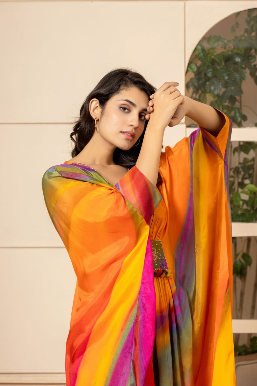 Magenta Presenting Stylish Kaftan In Muslin