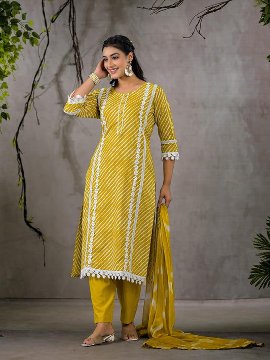 YELLOW Lehriya 3 Pc Suit