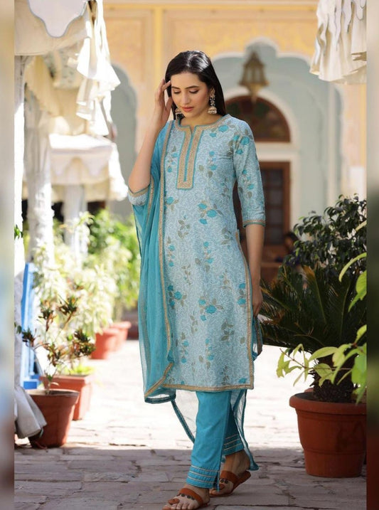 Soft Blue Cotton Kurti