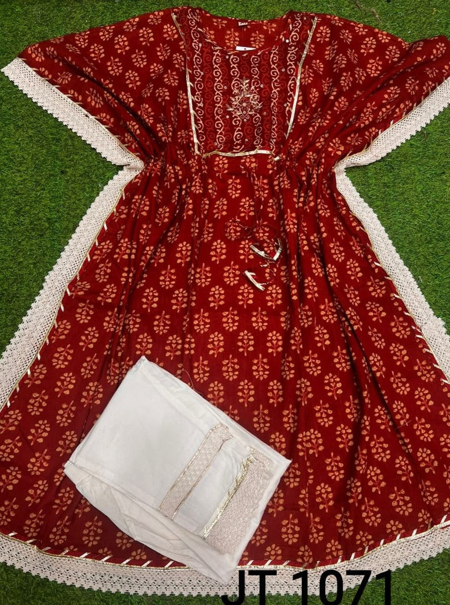 Handcrafted Cotton Kaftaan: Jaipuri Elegance